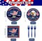 100PCS 250th Anniversary Patriotic Party Supplies Set for 25 Guests – Red, White & Blue Disposable Tableware with Plates, Napkins & Forks for 4th of July, Independence Day (1776–2026 Decor)